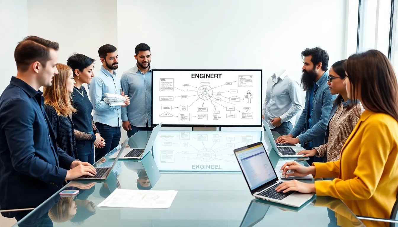 diverse software engineers collaborating in a modern office.