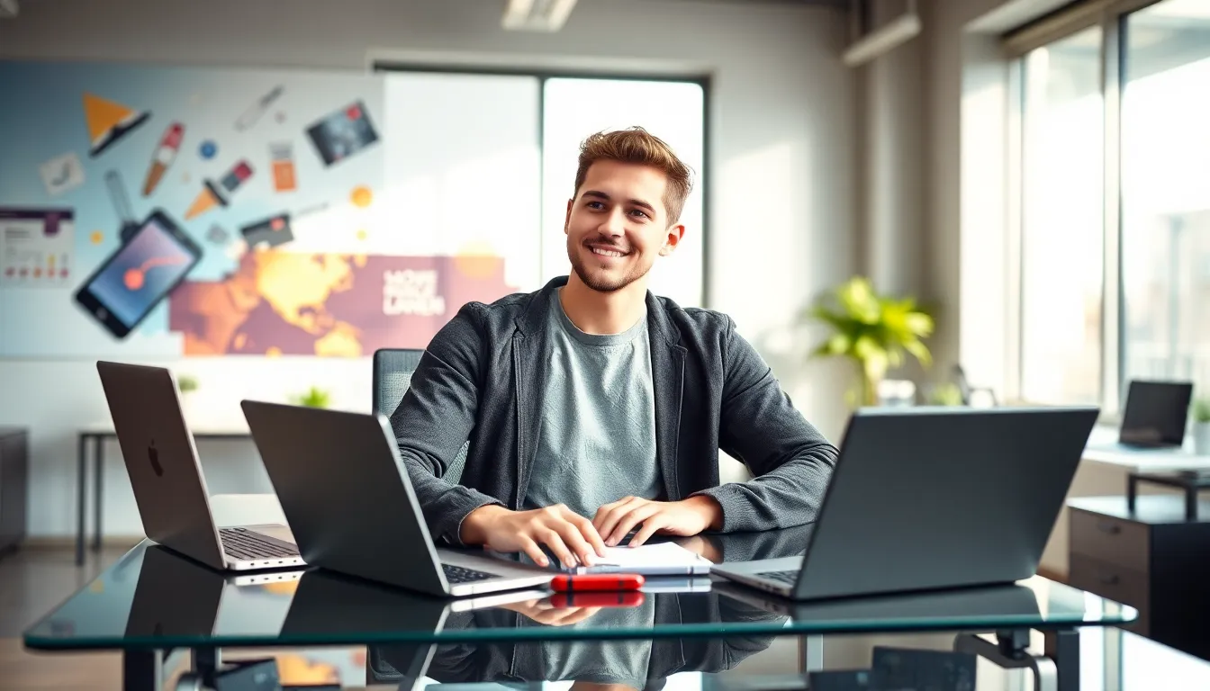 Nathancronk68 working in a modern office, surrounded by technology.